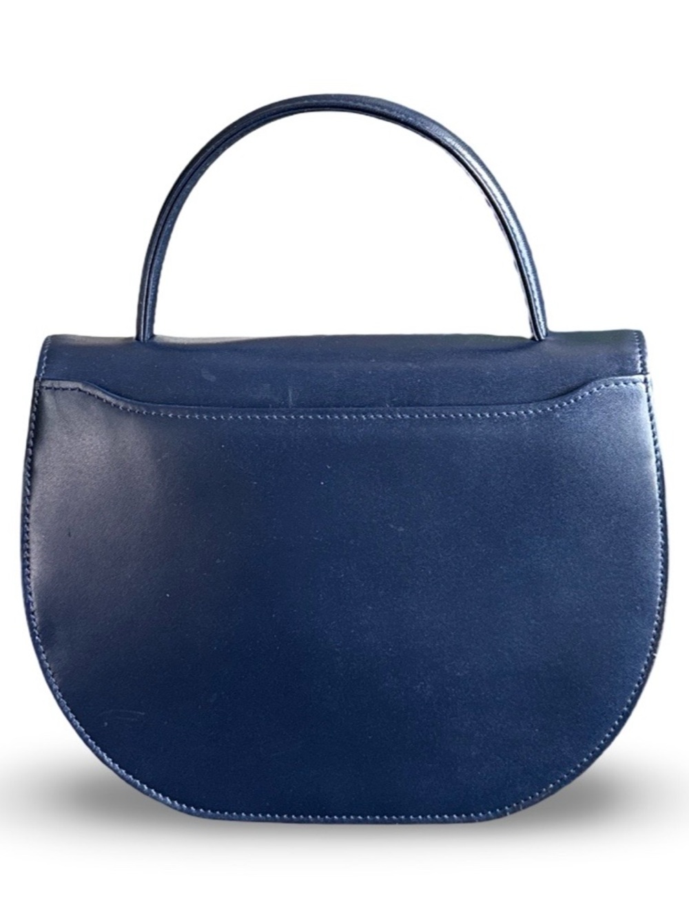 Vintage Givenchy Navy Leather Top Handle Bag Structured Designer Handbag Italy - Picture 3 of 17